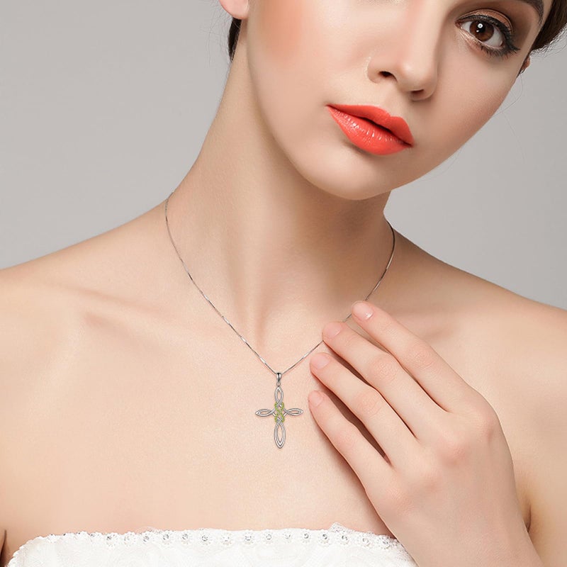 LUHE Celtic Knot Cross Necklace Sterling Silver Polished Religious Infinity Love Irish Celtics Jewelry Gifts for Women - Image 2